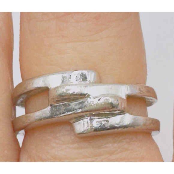 Sterling Silver Wrap Ring Size 7.75 Double Band Modernist 925 NF Vintage - Picture 14 of 14